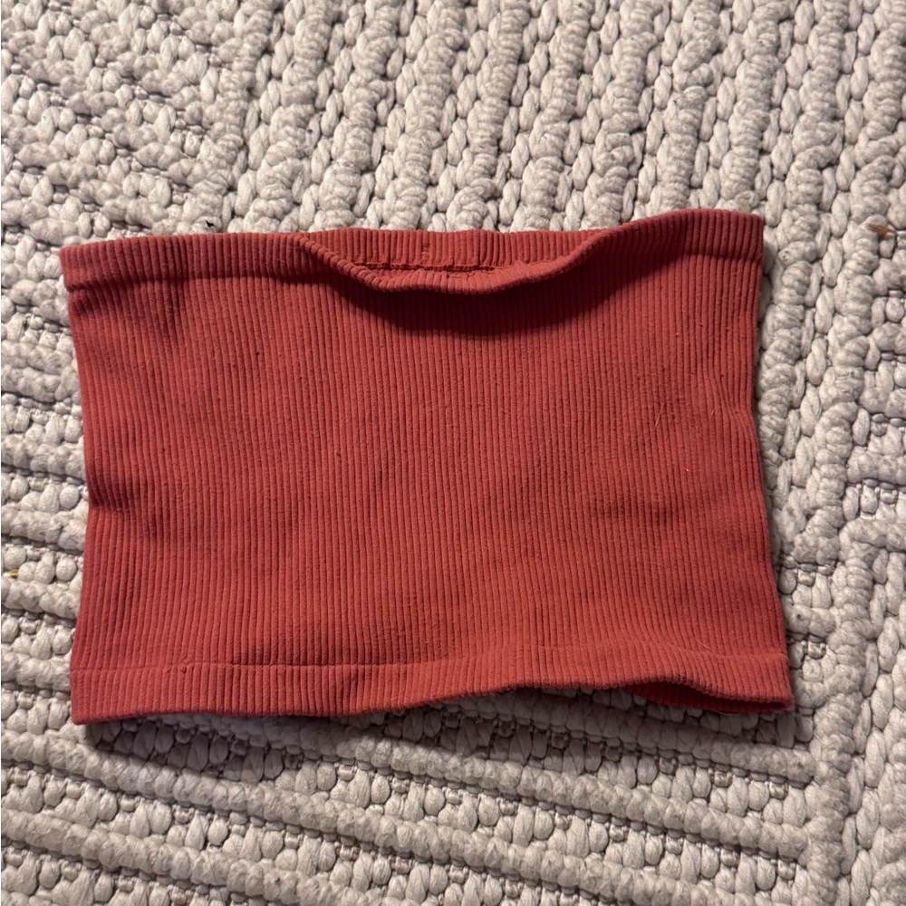 Free People Ribbed Tube Top in Coral
